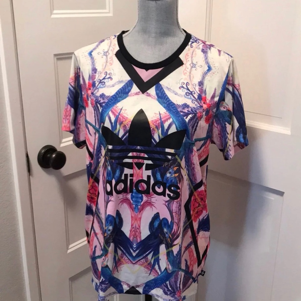 Adidas Bird Print Short Sleeve Top **NWOT**